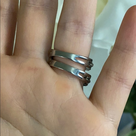 925 Sterling Silver 2 pcs Rings White Sapphire - Picture 14 of 15